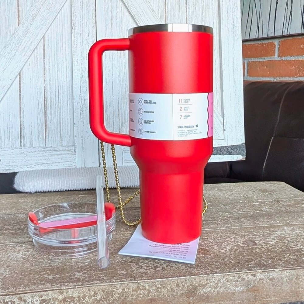 NWT Stanley Valentine’s Day RED 40oz Tumbler + Custom Bow/Boot ❤️ - Picture 4 of 9